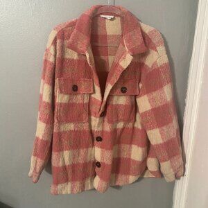 First Love Pink Checkered Shacket LARGE